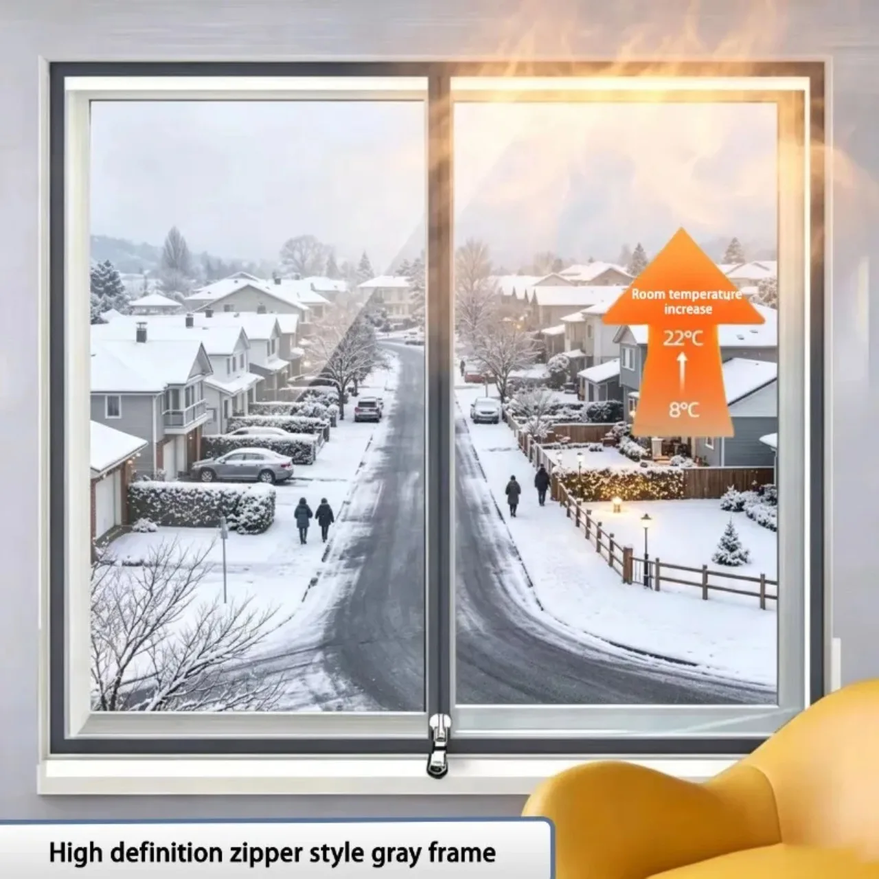 Window Windproof Insulation Film, Transparent Insulation Cover with Zipper, Leak Proof, Easy To Install, Reusable in Winter