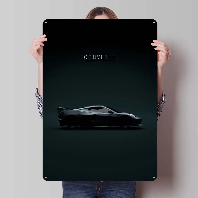 2023 Corvette Z06 Tinplate Sign Car Poster Bedroom Decoration Room Decor Men Customizable Metal Signs for Wall Art Decoration