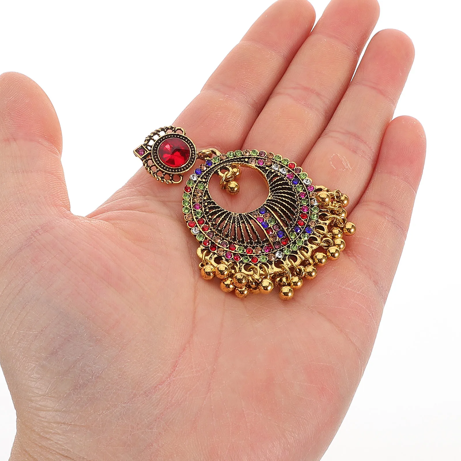 

2Pairs Boho Earrings Lightweight Vintage Hollow Colorful Bell Dangle Earrings for Women Statement Jewelry