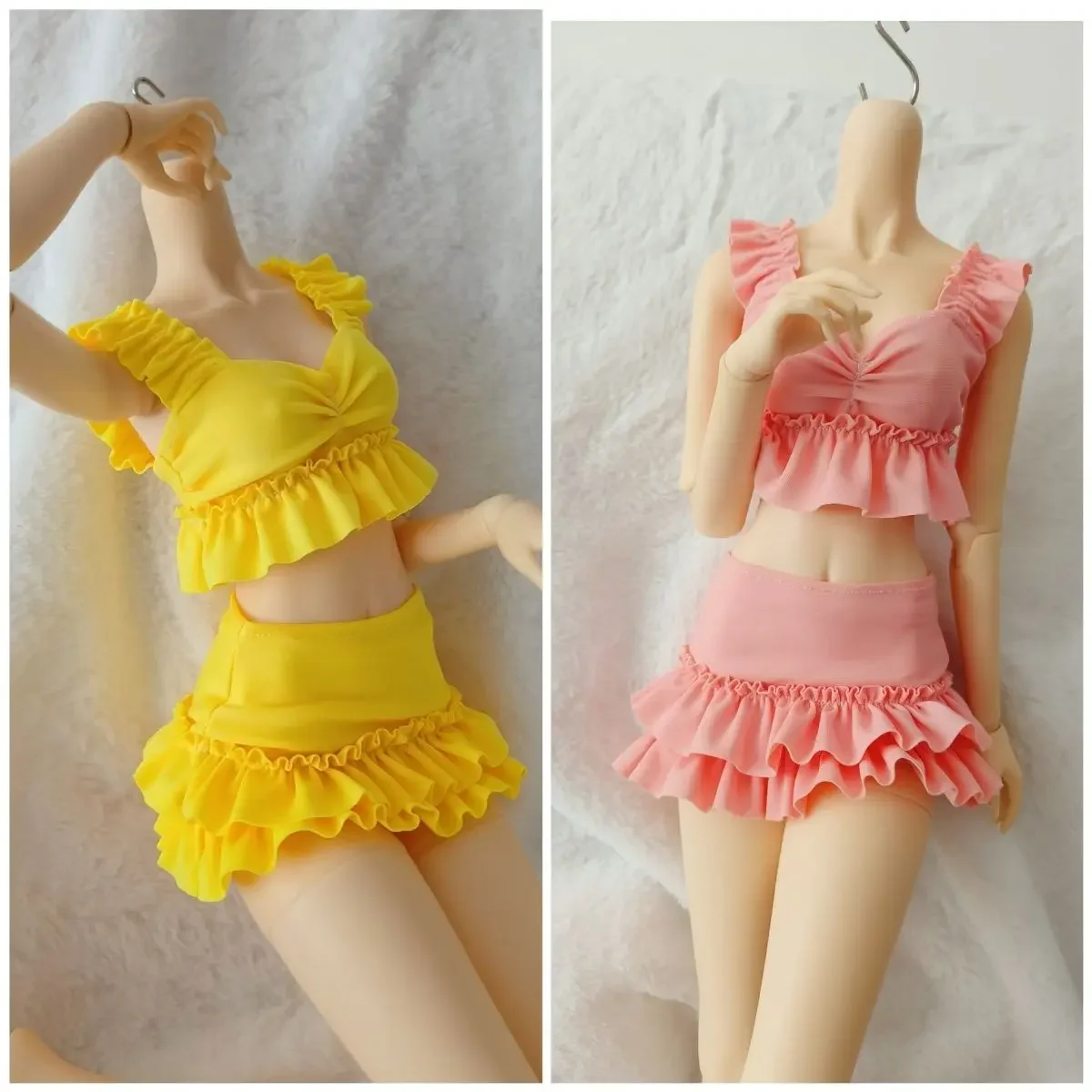 (Customized) 1/3 Doll's Clothes Short Skirt for 60cm Bjd Doll Swimsuit with Ruffled Edges Split Toys Doll Accessories, No Doll