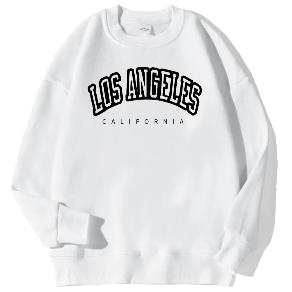 Los Angeles California Letter Print Man Pullovers Fashion Fit Autumn Hoodie Vintage Big Size Sweatshirt Casual Fur-Liner Clothes