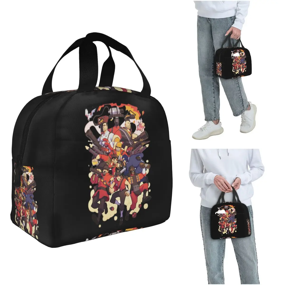 Team Fortress 2 Insulated Lunch Bag for Women Kids Portable Food Boxes Thermal Lunch Box Tote
