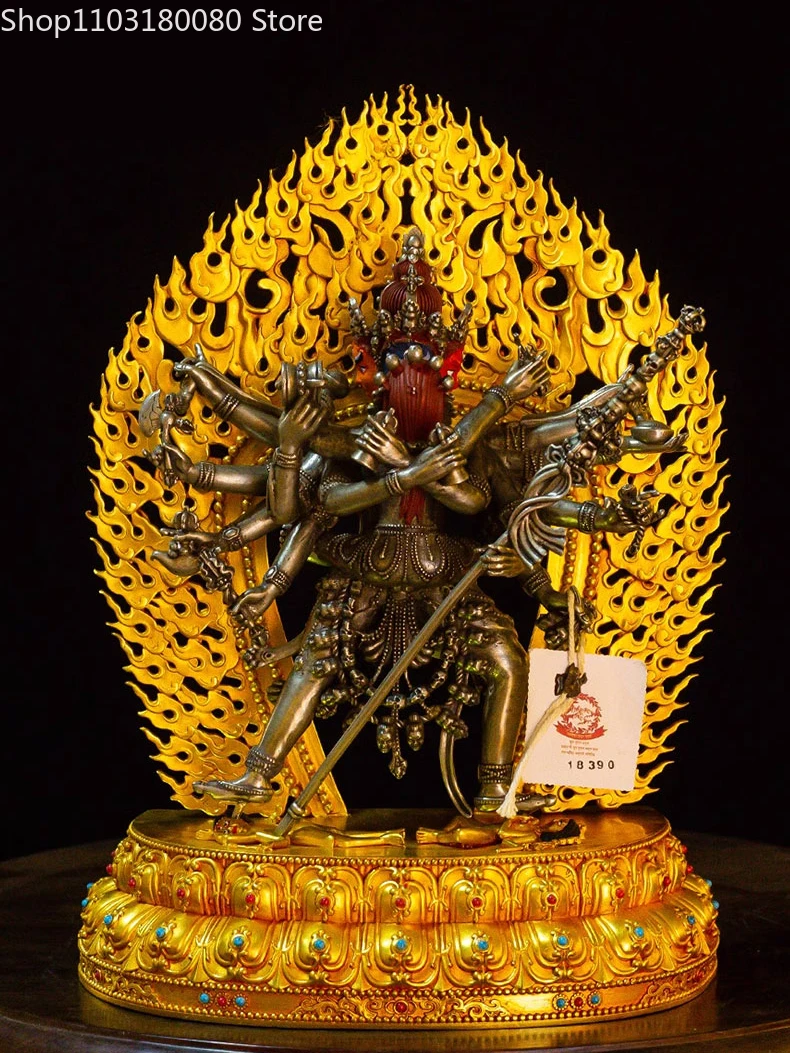 30cm Garas Aranyozott színben festett cakrasamvara chakrasamvara Buddha Szobor Tibet Buddhizmus tantra Szobrászat Messzemenő méret