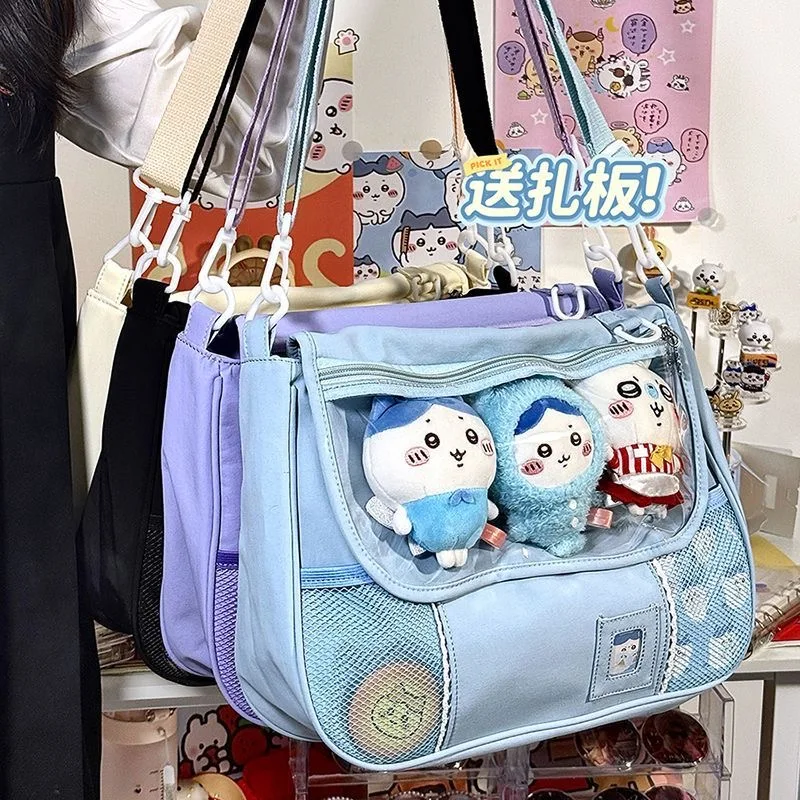 

Kawaii Japanese Style Itabag Women Clear Transparent PVC 10cm Doll Ita Bag With Display Plate College Crossbody Bags Sling Bag