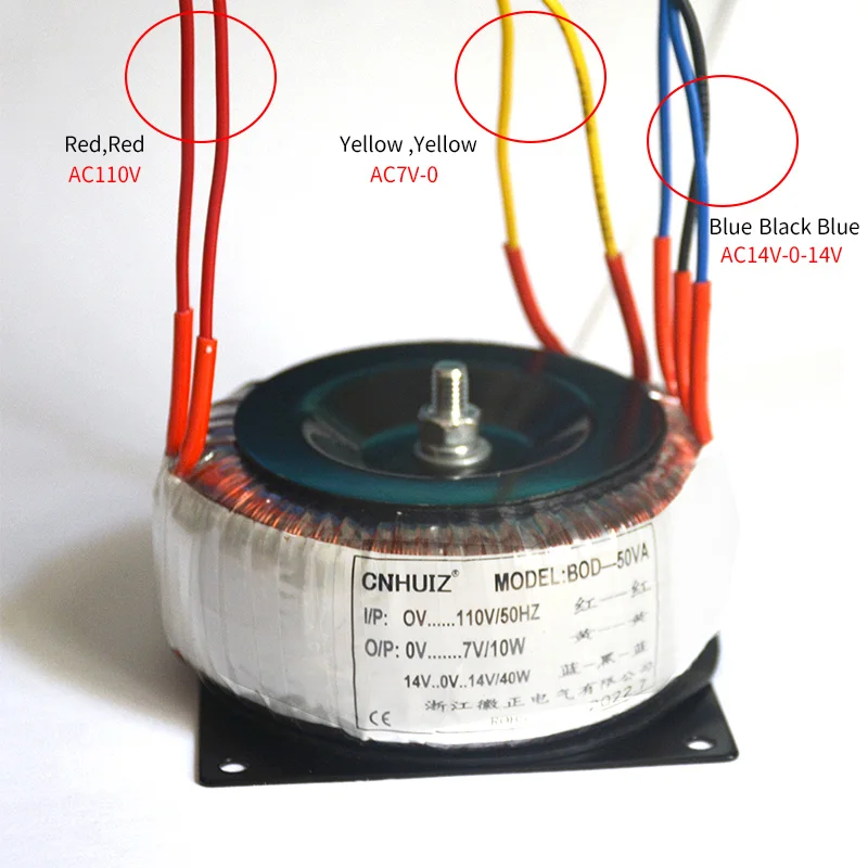 Unisian 50W AC110 / 220V Ringkerntransformator 40W Dual AC14V 10W AC7V Ring Power Transformers 85*85Mm Voor Loopband Versterker