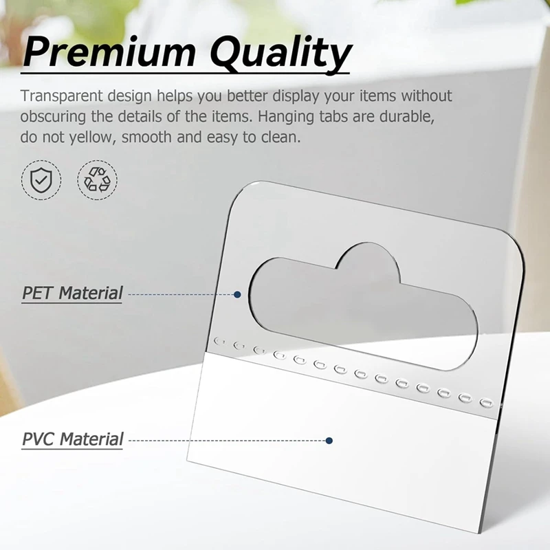 แท็บแขวน200ชิ้นป้ายแขวนพลาสติกกาวในตัว4.5x3.5ซม. ใช้งานง่าย
