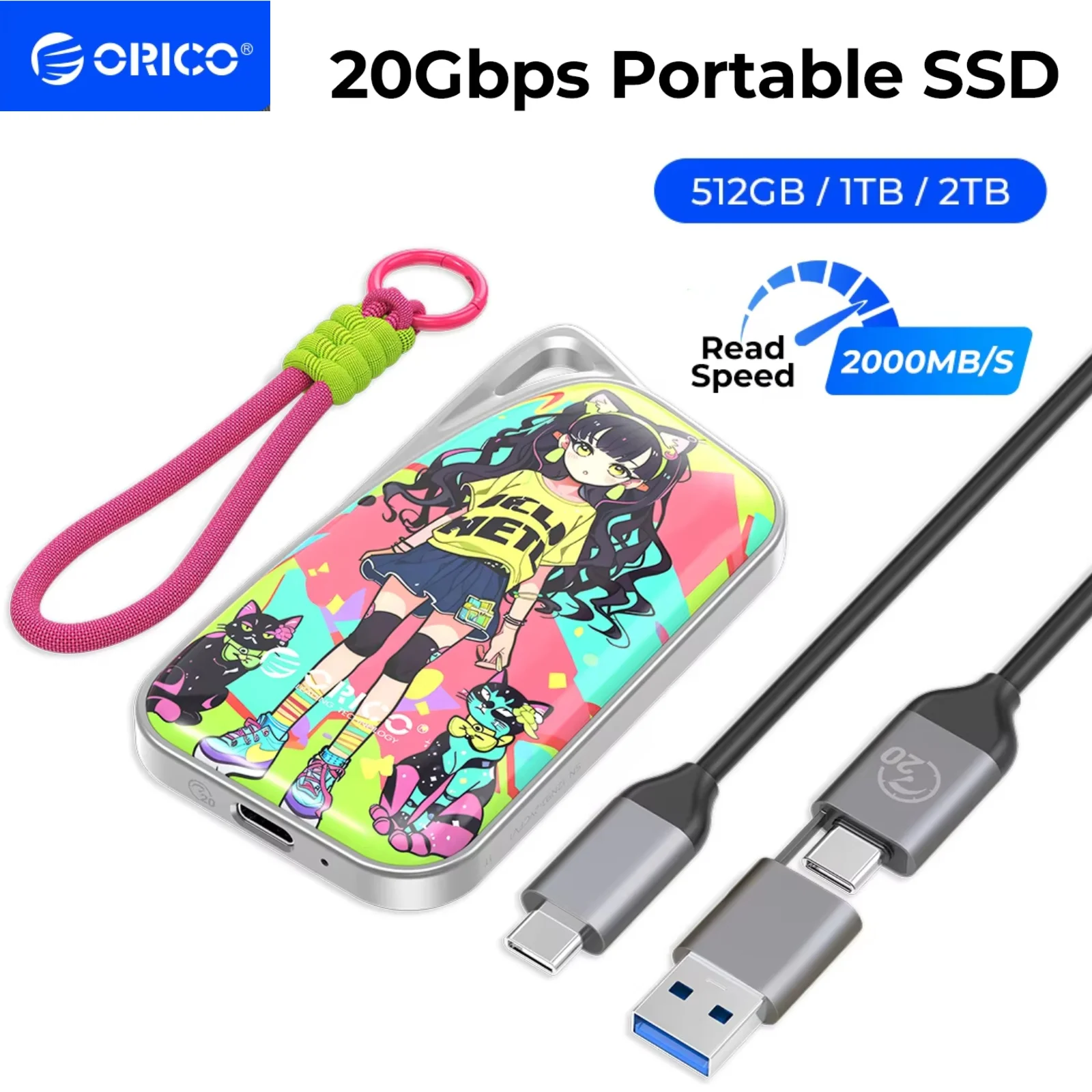 

ORICO Portable Solid State Drive 2000MB/S External Solid State Drive NVME PSSD for Laptop PC Video Editing 512GB 1/2TB Mini PSSD