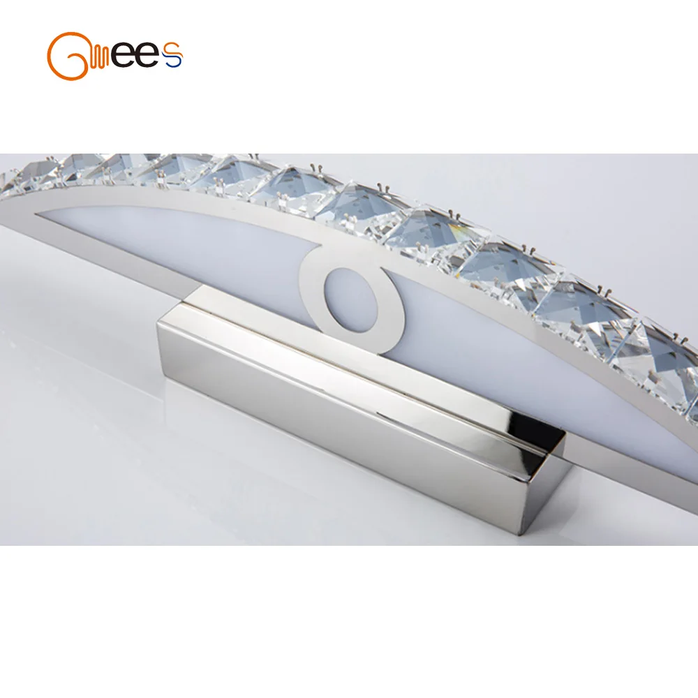 Simple Crystal Mirror Headlight LED Bathroom Light Moisture Proof Stainless Steel Arc Powder Room Moisture Proof Lamp