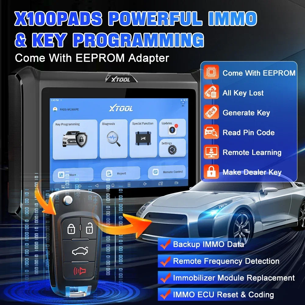 XTOOL X100 PADS IMMO Key Programming Tools All Key Lost OBD2 All System Diagnostic Scaner Upgraded of X100 PAD X100PAD2 EEPROM