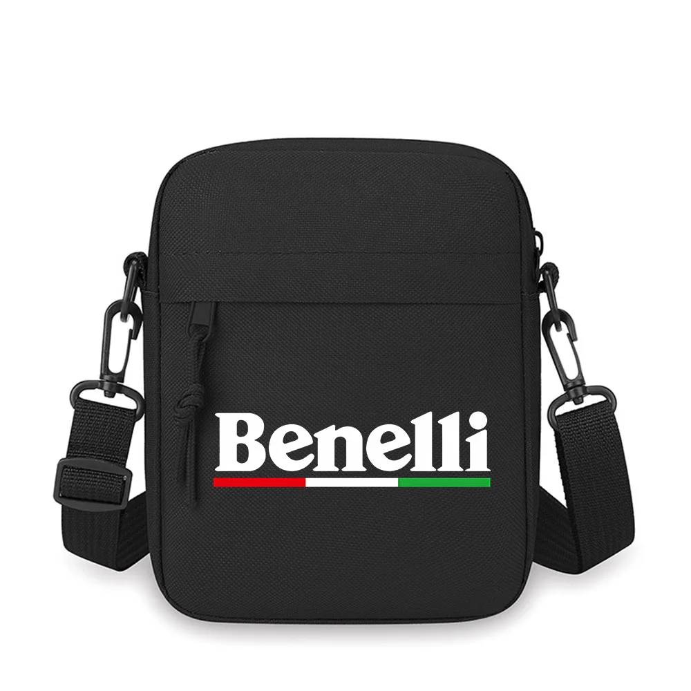 

White text Benelli black Italian flag Men Crossbody Bag Single Shoulder Women Cartoon Anime Film Printing Design Unisex