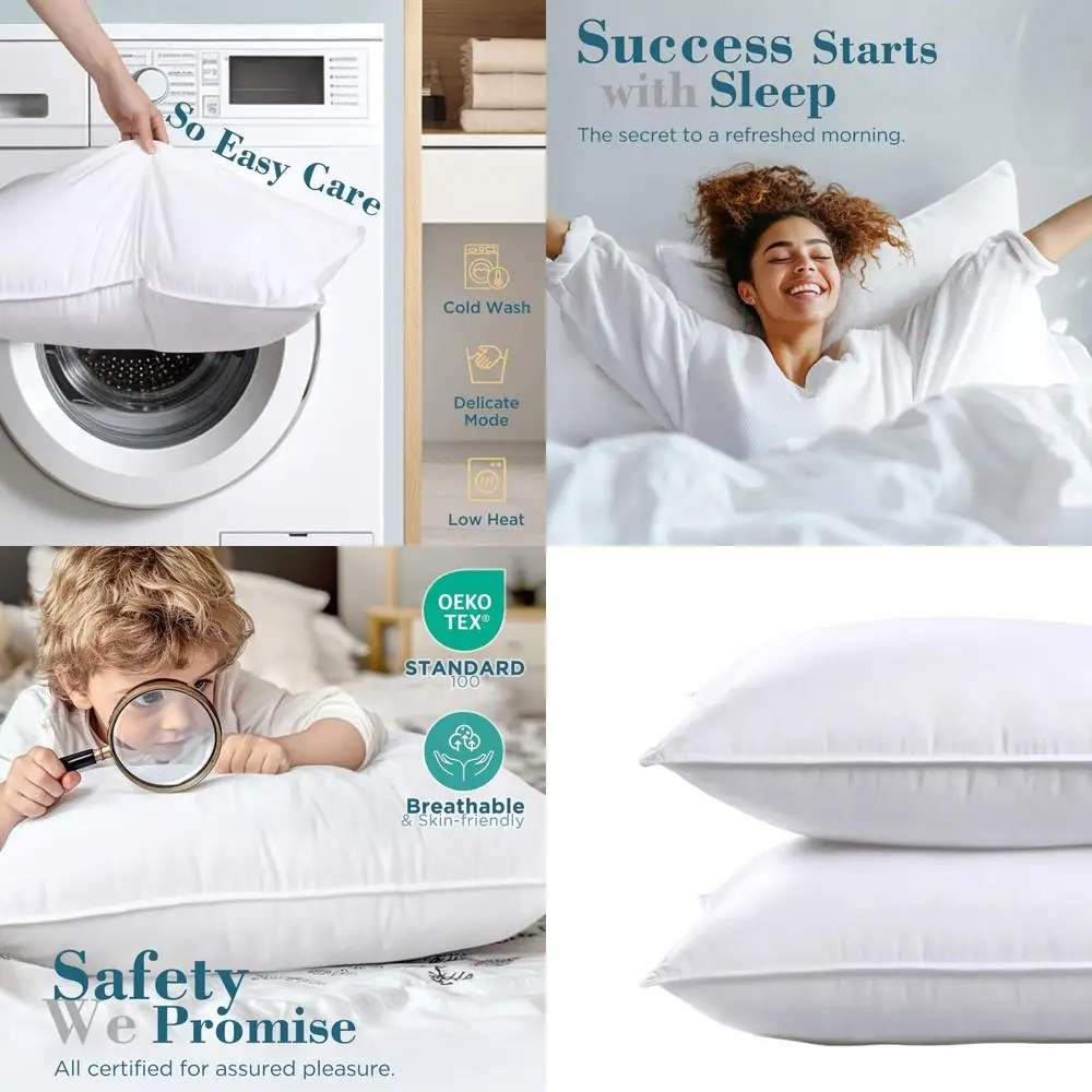 

Luxury King Size Pillow Set of 2, Hypoallergenic, Ideal for All Sleep Positions, Plush Comfort