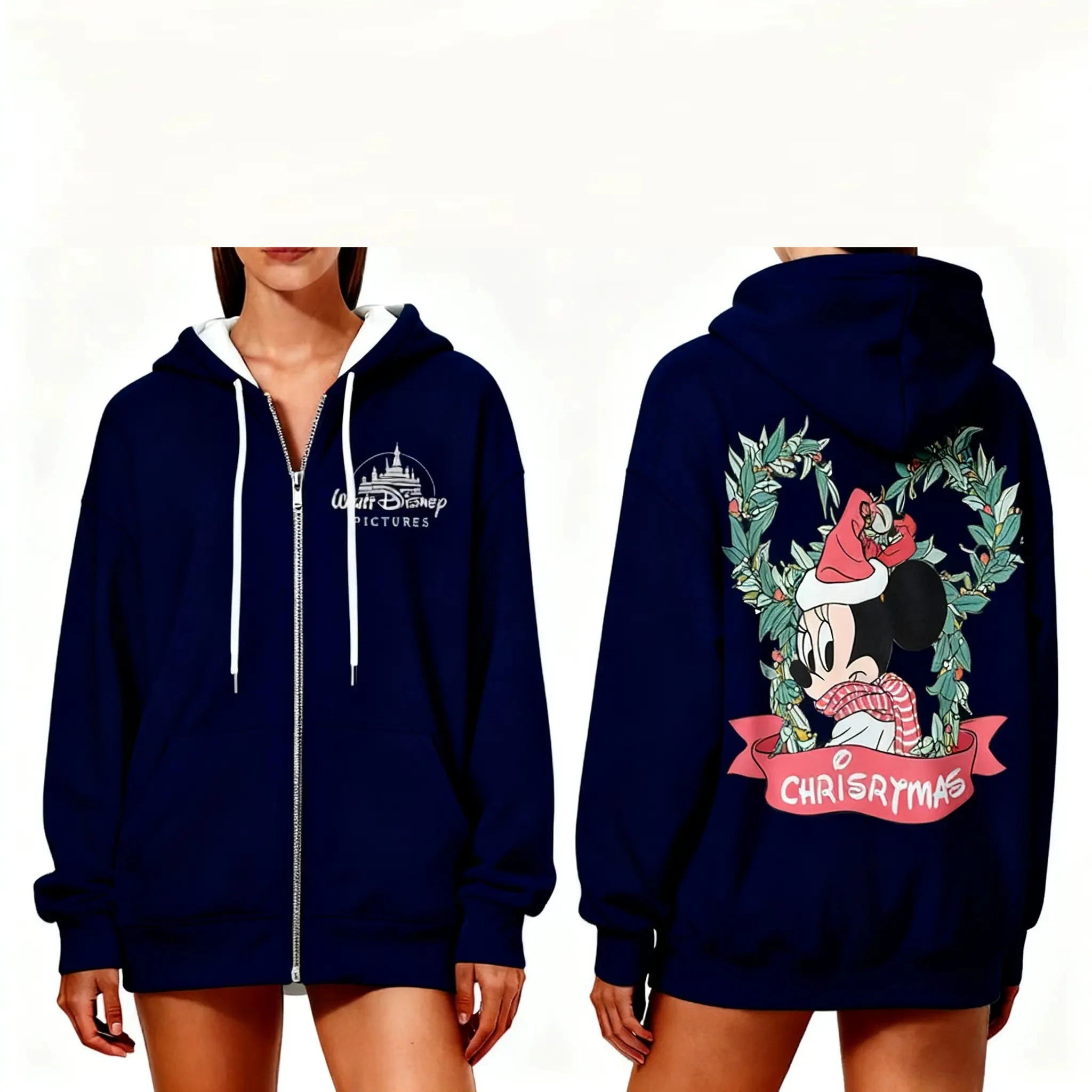 Felpa con cappuccio stampata Stitch da donna Disney Autunno Inverno Moda Streetwear Felpa casual a maniche lunghe per l'esterno quotidiano.