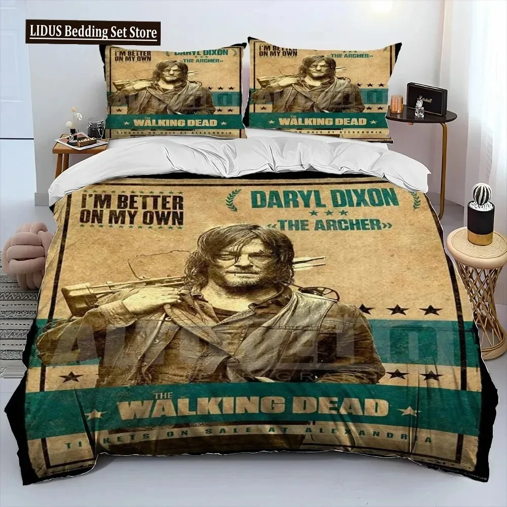 

Horror TV The Walking Dead Lincoln Comforter Bedding Set,Duvet Cover Bed Set Quilt Cover Pillowcase,King Queen Size Bedding Set