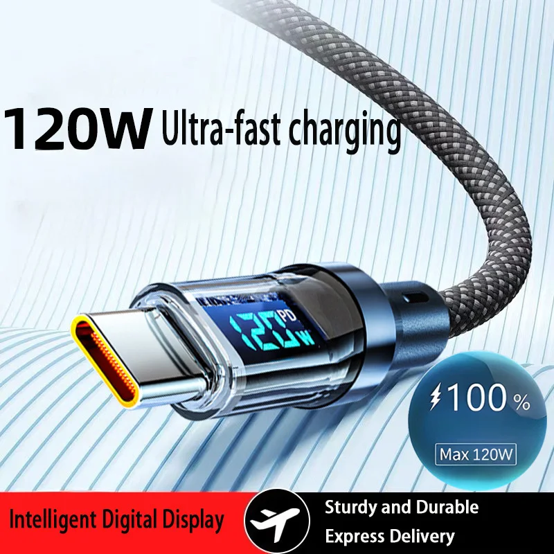 

Кабель USB — Type C или Type-C — Type-C Кабель для сверхбыстрой зарядки телефона Шнур для передачи данных со светодиодным дисплеем для Huawei Oppo Vivo