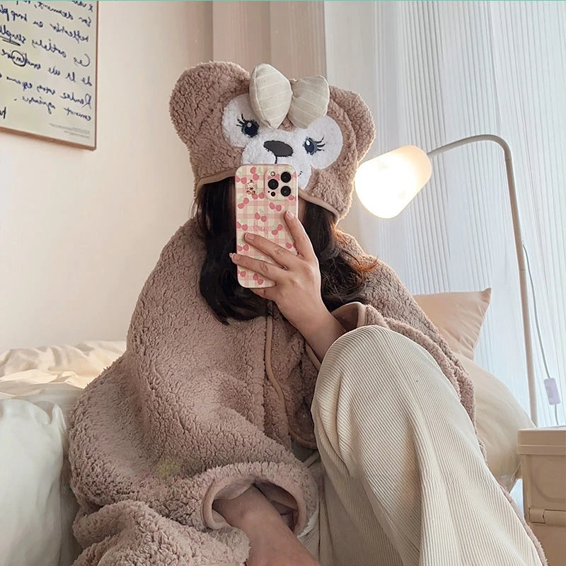 Comfortable Hooded Cloak Blanket ShellieMay LinaBell Duffy Bear StellaLou Lovely Warm Blanket With Hat Travel Office Nap Blanket