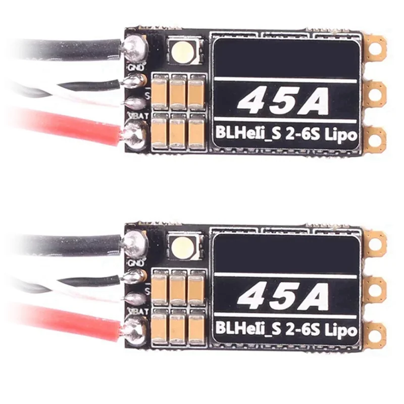 

A7THK-2X Blheli S 2-6S Lipo 45A Бесщеточный ESC Встроенный программируемый RGB светодиодный D-Shot 150/300/600 ONESHOT125 для RC FPV Drone