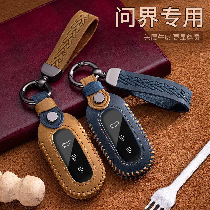 

Premium Leather Keycase Smart Key Card Holder for AITO M5 - Luxury Protective Case for Huawei Wenjie Car Key