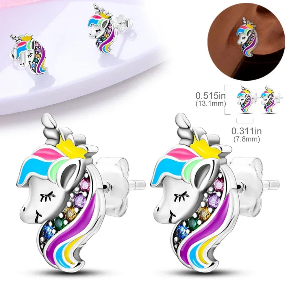 925 Sterling Silber Ohrschmuck Tier Einhorn Dinosaurier Elefant Ohrringe Luxus zarte Frauen Mädchen Geburtstag Schmuck Geschenk