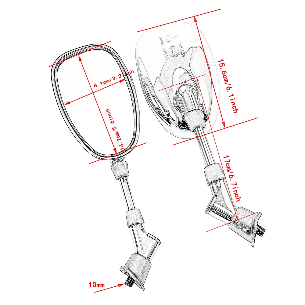 Motorcycle Rearview Side Mirror For Yamaha XVS125 XVS250 XVS400 XVS650 XVS950 XVS1100 XVS1300 XV950 XV1600 XV1700 XVZ1300 YBR125