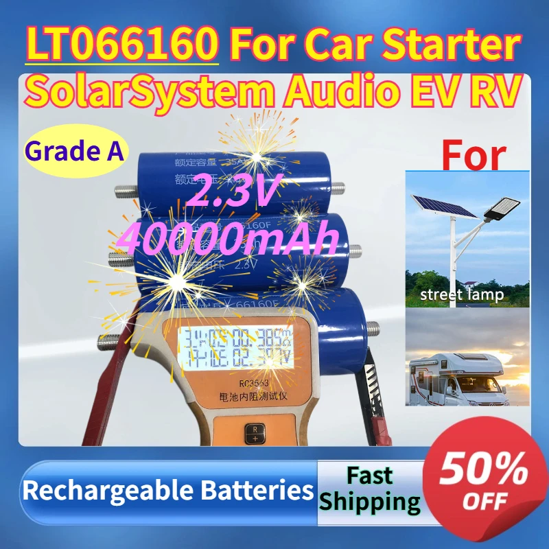 Grade A High-Performance 40000mAh LTO66160 2.3V LTO Lithium Titanate Battery for Car Starter Solar System Audio EV RV in Stock