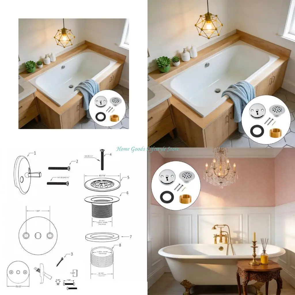 E74E DIY Home Bathroom Drain Device Metal Mixture Bronze Nut for Quick Installation Unequipped Required Impermeable Efficient