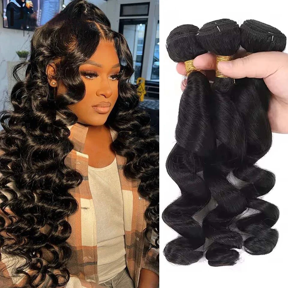 

28 30 Inch Brazilian Raw Virgin Hair Loose Wave 3/4Pcs 100% Human Hair Extension Loose Curly Wave Bundles Top Quality Wholesale