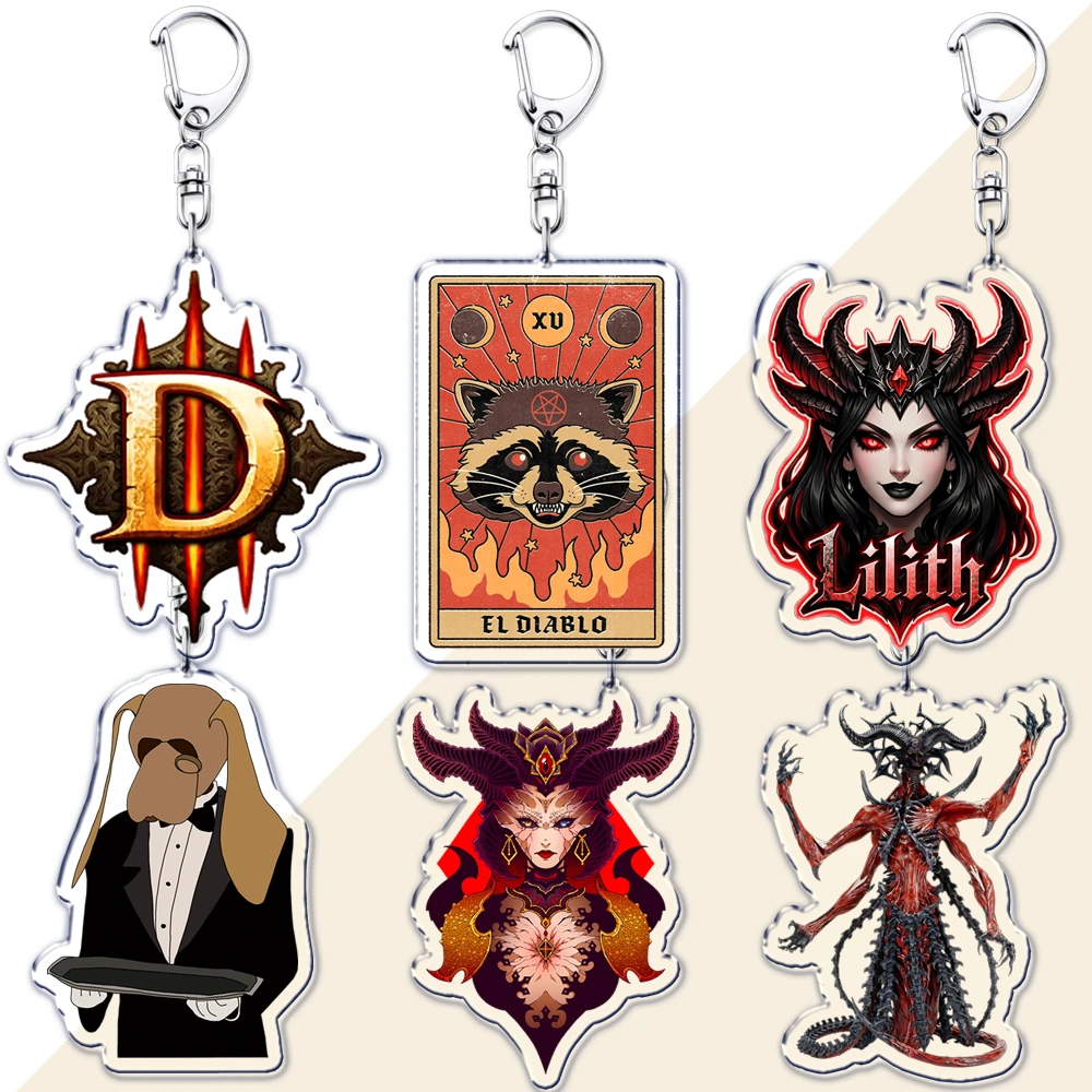 Popular Video Game Devil Keychains for Women Accessories Bag Key Chain Evil Demon Gifts Friends Fans Geek Gamers Keyrings