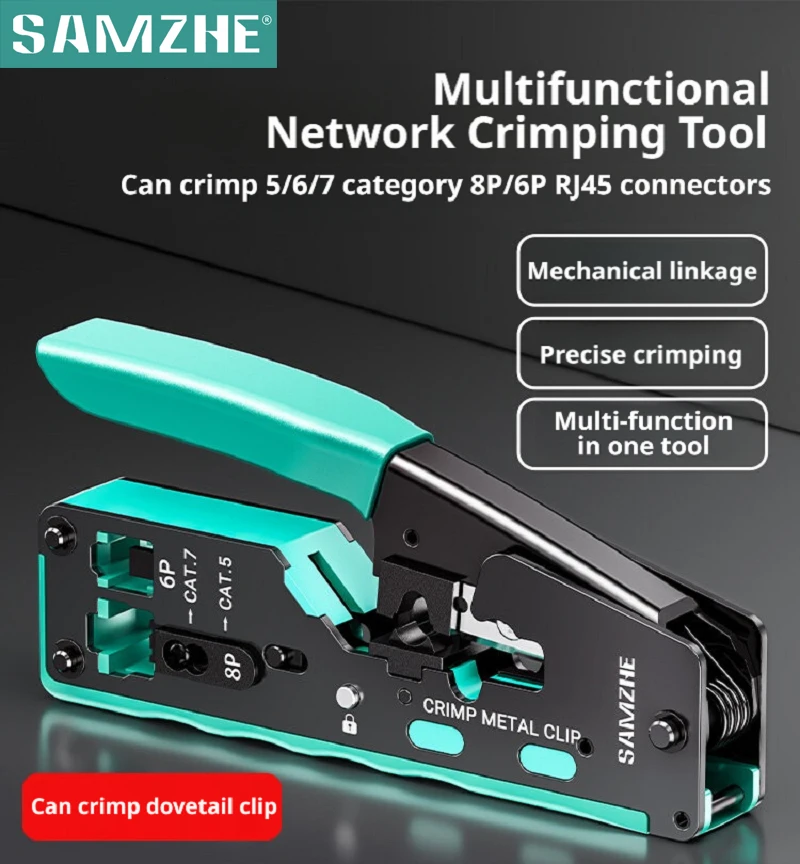 

SAMZHE RJ45 Crimp Tool Pass Through Ethernet Crimping Tool for Cat6 Cat5 Cat5e RJ45 Connectors with Replacement Blade accessory