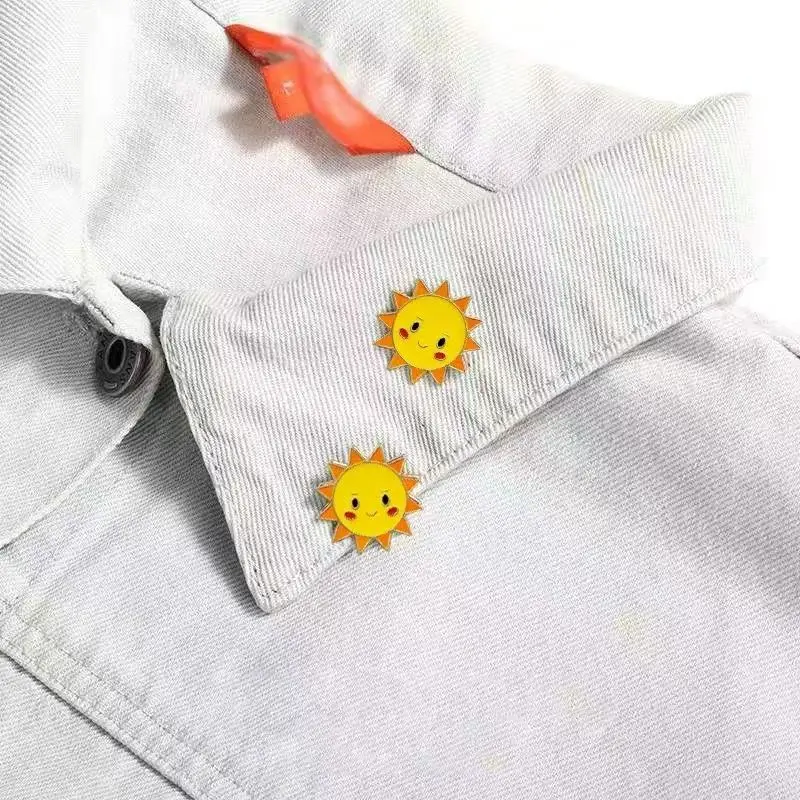 Weather Icon Pins Brooches Cute Cartoon Smile Sun Enamel Pin Clothes Backpack Badges Jewelry Gift for Kids