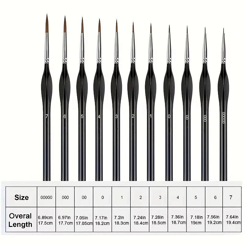 New 11Pcs Paint Brush Set Fine Detail Miniature Brushes Micro Tips for Acrylic Oil Watercolor Painting Model Warhammer 40K Art