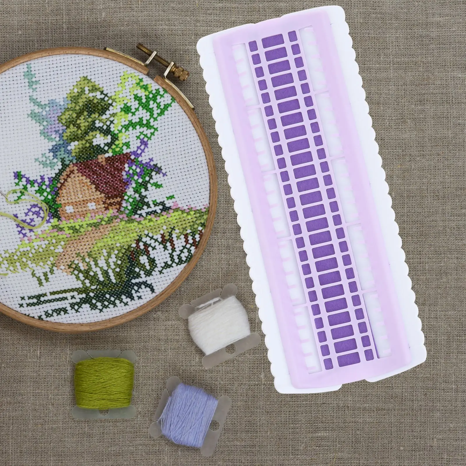 Plastic Cross Stitch Thread Organizer 50 Positions Floss Card Lightweight Compact Size Embroidery Storage Solution
