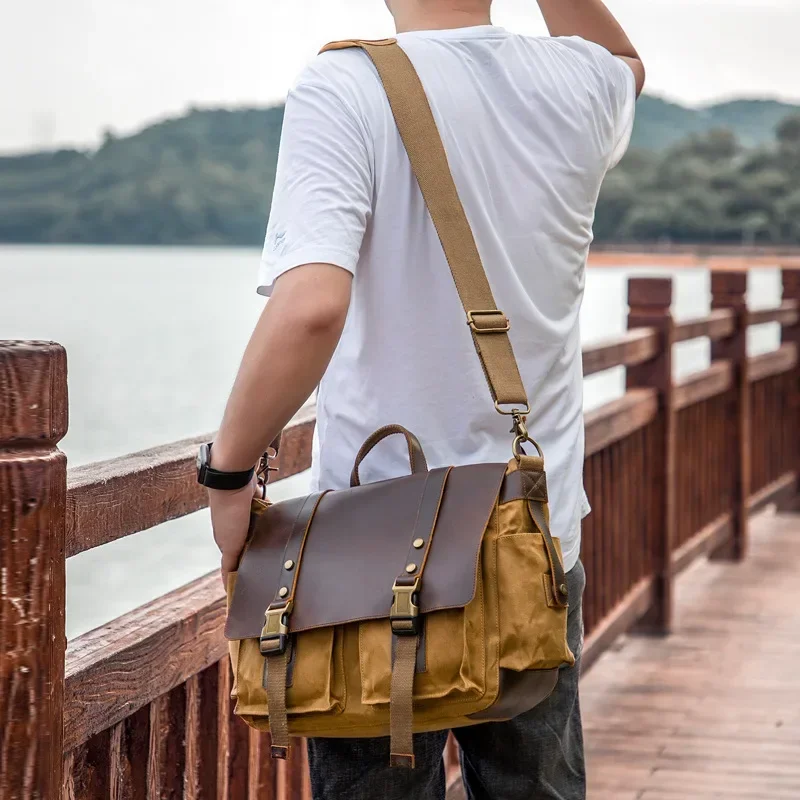 Single shoulder crossbody bag Canvas bag Men\'s crossbody bag Leisure student backpack Postman bag