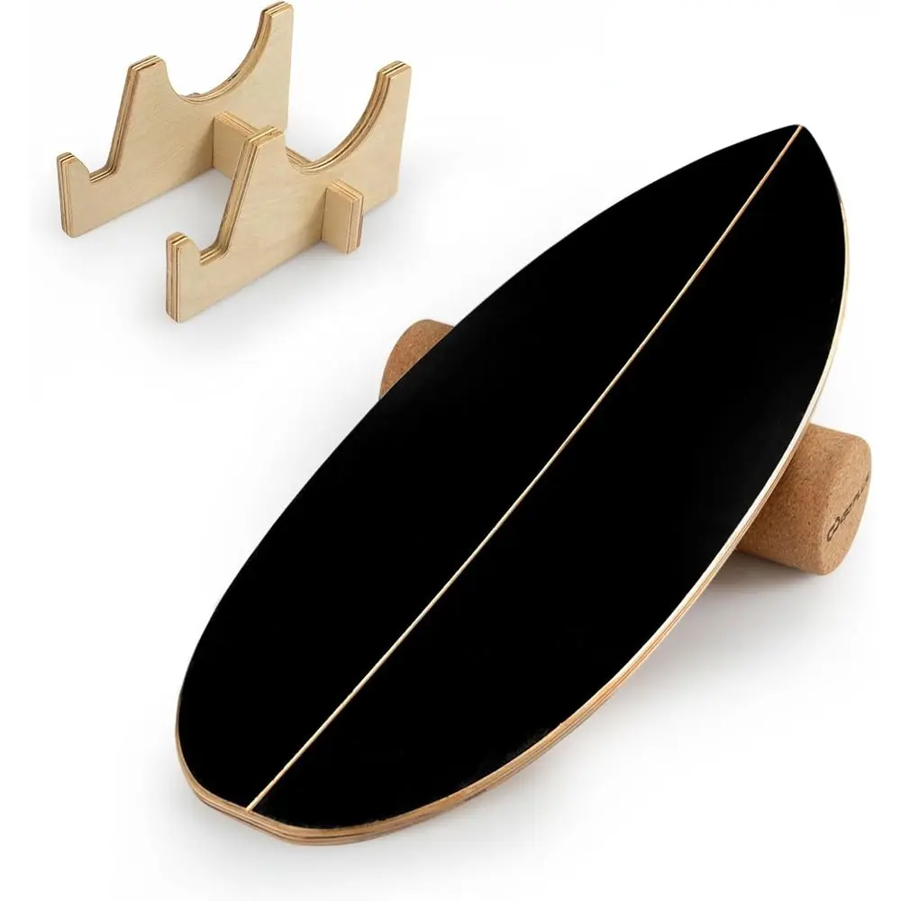 Erwachsenen-Balanceboard aus Holz mit Korkrolle und Aufbewahrung für Core-Stärketraining