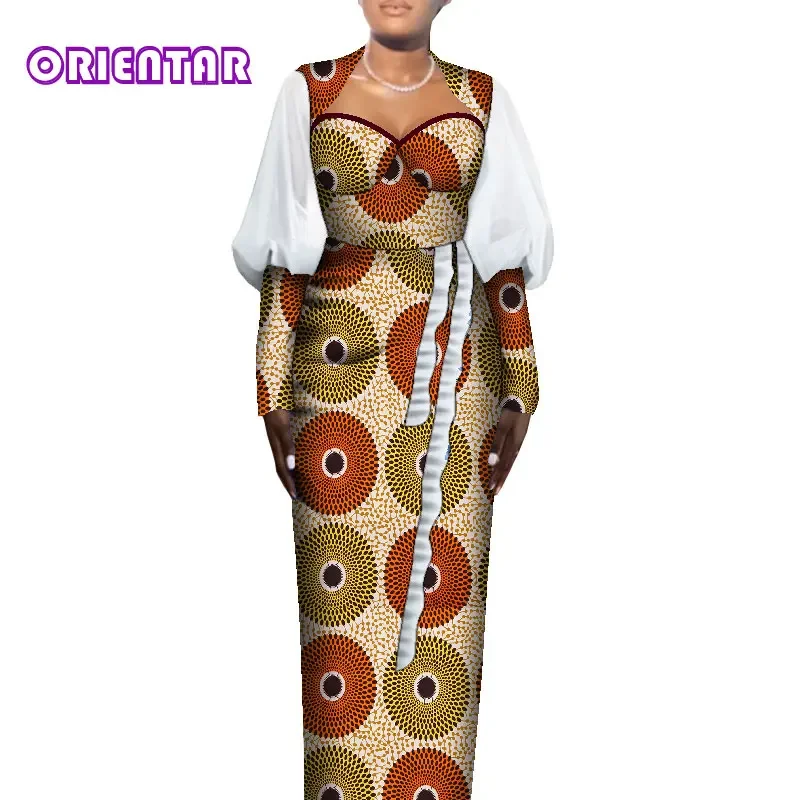 

African Dresses for Women 2024 Low-necked Sexy Bazin Riche Ladies Africa Clothes Floor Length plus size elegant dresses WY121