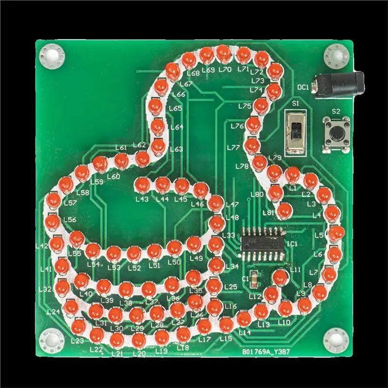 Y47A DIY LED Electronic Kit Thumb Light 81 LEDs Flashing MCU STC8G1K08 Controllable PCB Soldering Practice Kit with Power Cord