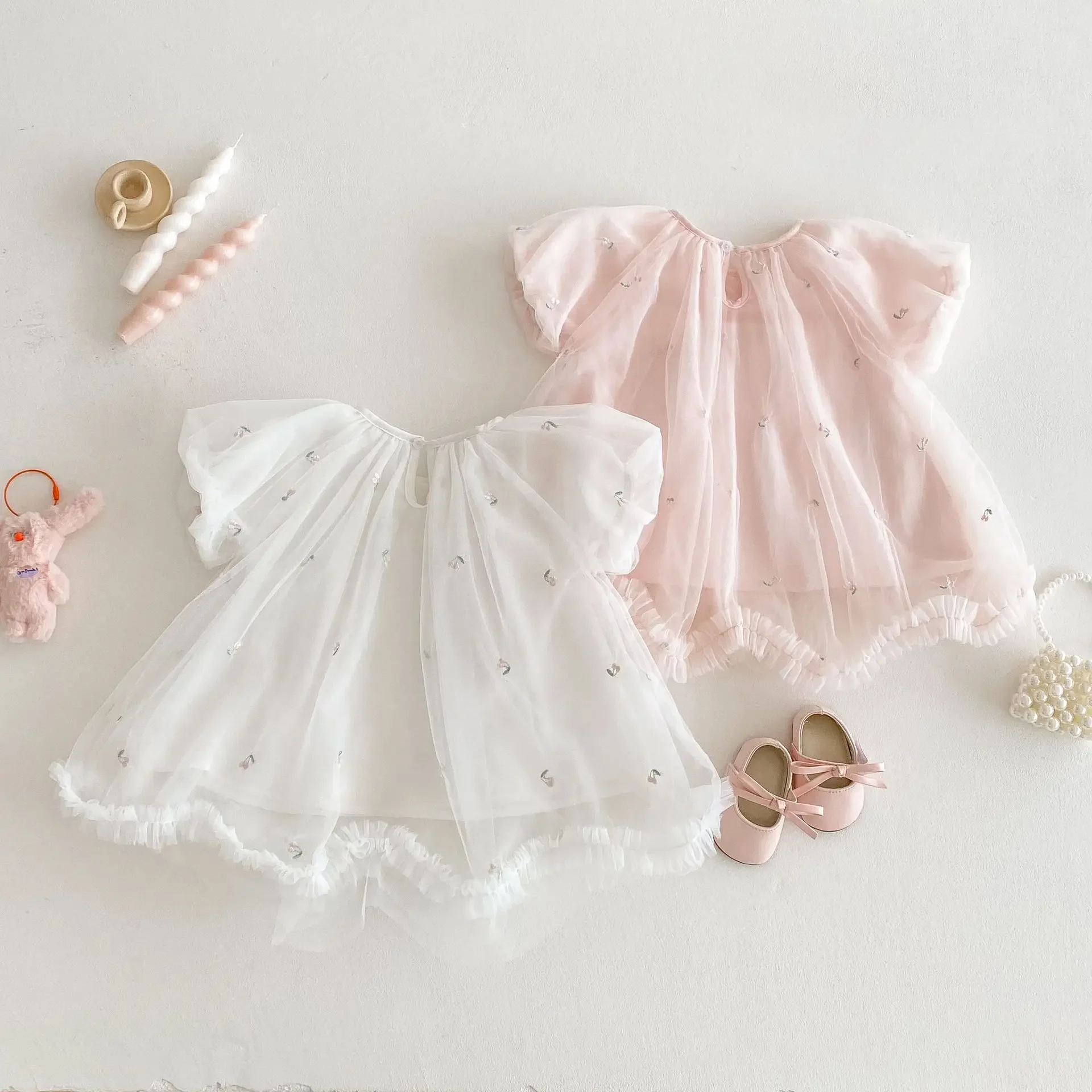 MILANCEL 2025 New Summer Girls' Clothing 0-5Y Baby Children's Exquisitely Embroidered Tulle Princess Dresses Kids Birthday Dress
