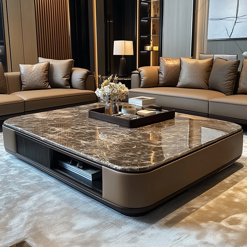 

Modern light luxury marble and glass big coffee tables side table 150x90cm Living room coffee table Desk home furniture