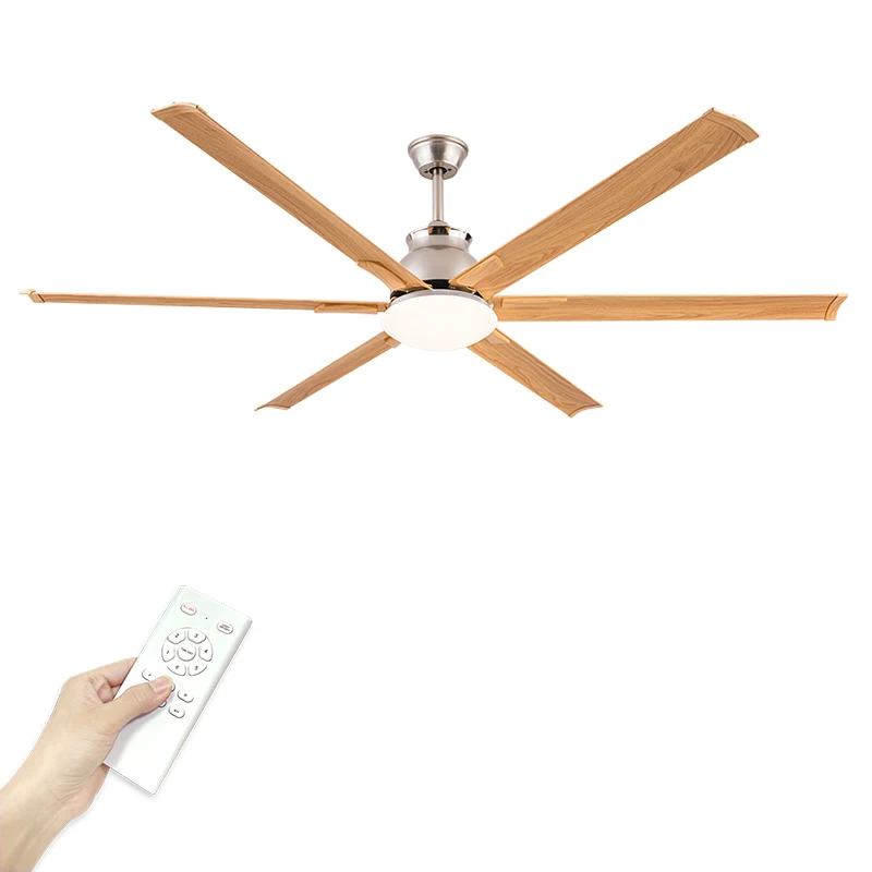 100 Inch Modern Large Fan Light 6 Blades 6 Speed Strong Wind DC Motor Silent Industrial Ceiling Fan with Light