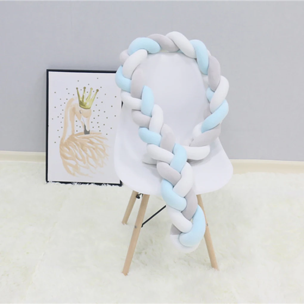 Knotted Braided Baby Crib Bumper DIY Hand-Made Twist Bed Circumference Knot Stripe Pillow