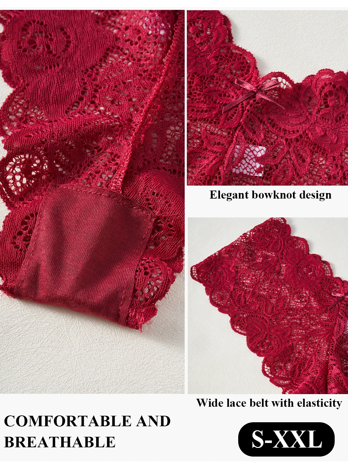 3 قطعة سراويل نسائية أنيقة من الدانتيل مُزينة بالزهور على شكل حرف V الخصر شبه شير مثير ملخصات ملابس داخلية مريحة الفتيات العشير الملابس الداخلية
