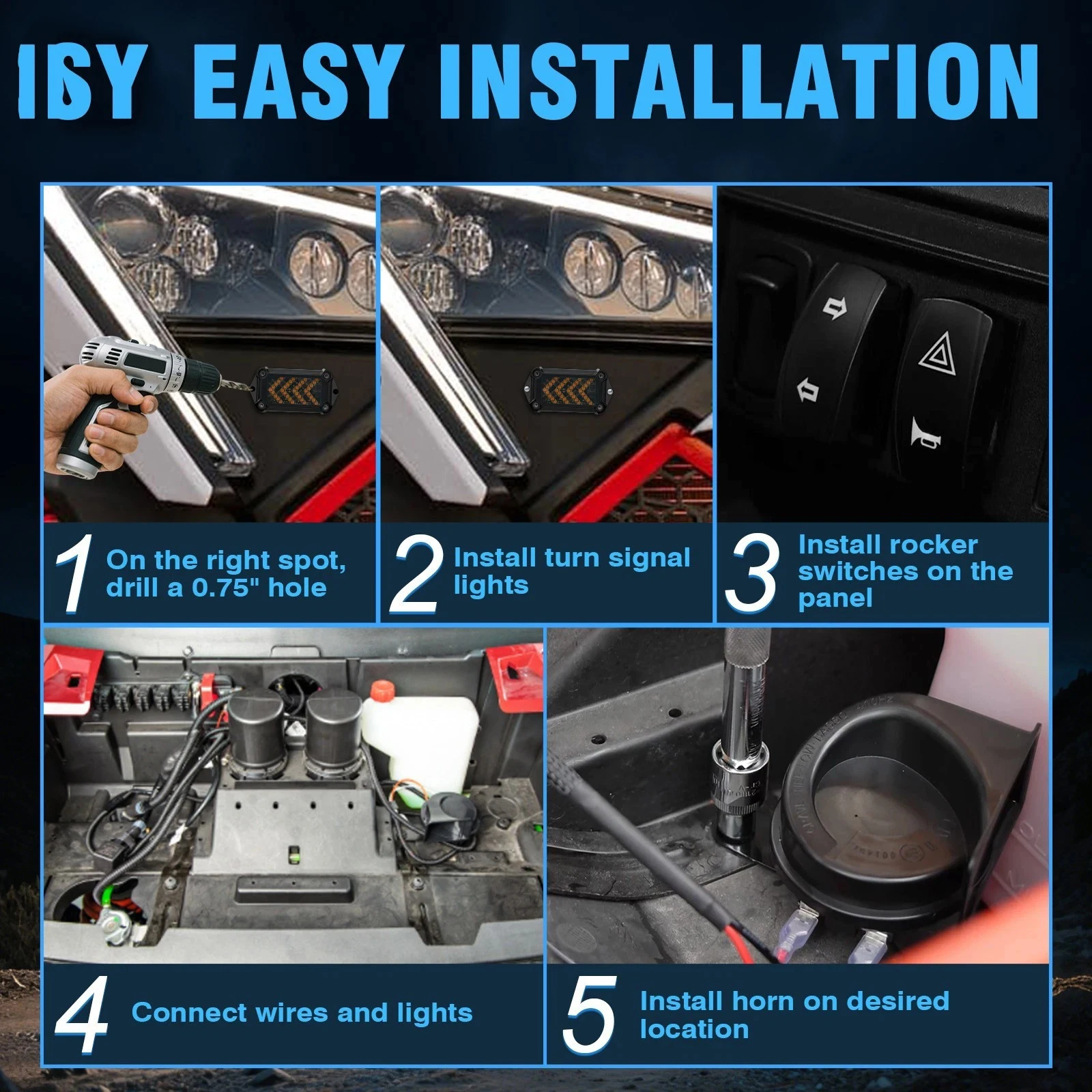 لكاواساكي تيريكس 750 800 KRX 1000 Can-Am المدافع UTV بدوره إشارة الشارع القانوني القرن عدة OEM الروك التبديل مستطيل الوامض #6