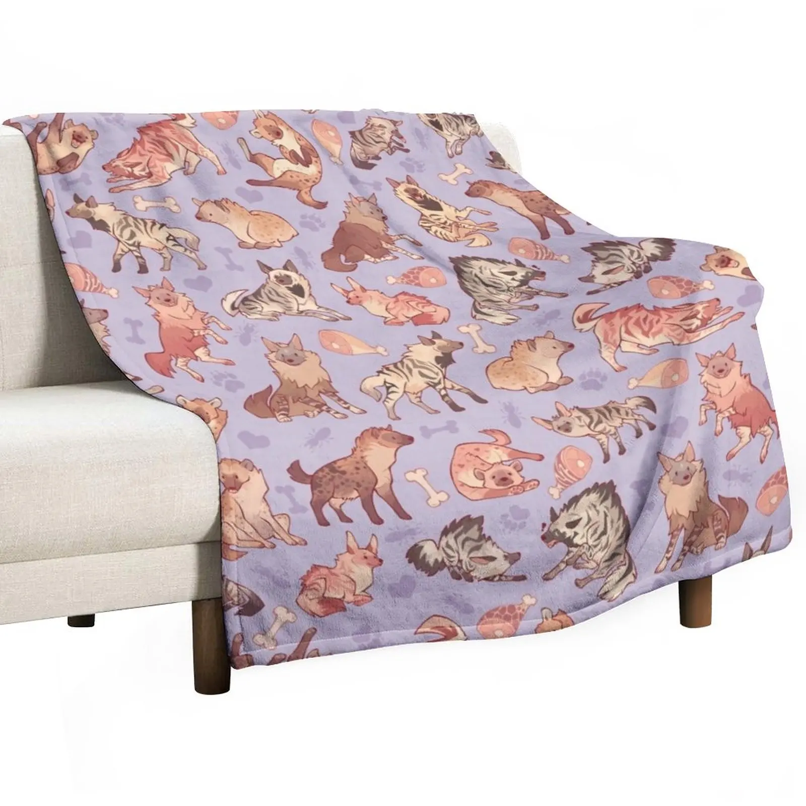 

Hyenas in lavender Throw Blanket Travel Blanket fluffy blanket