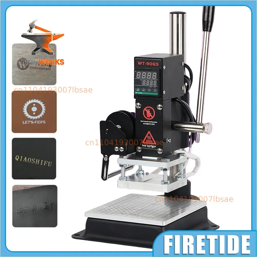 500W DesktopHot Foil Stamping Machine With Holder, Manual Embossing Machine for Leather,Temperature Control Range: 50-350° C