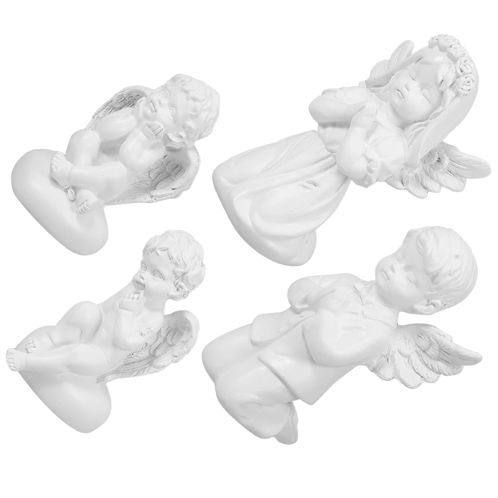 

4pcs Mini Angel Statue Cherub Figurines Resin Kneeling Cupid Decor For Home Office Desk Shelf Indoor Outdoor Christmas