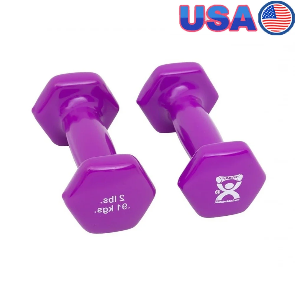 Par de mancuernas hexagonales recubiertas de vinilo, pesas de mano de 2 lb, entrenamiento muscular, gimnasio en casa, ejercicio de terapia física, agarre antideslizante
