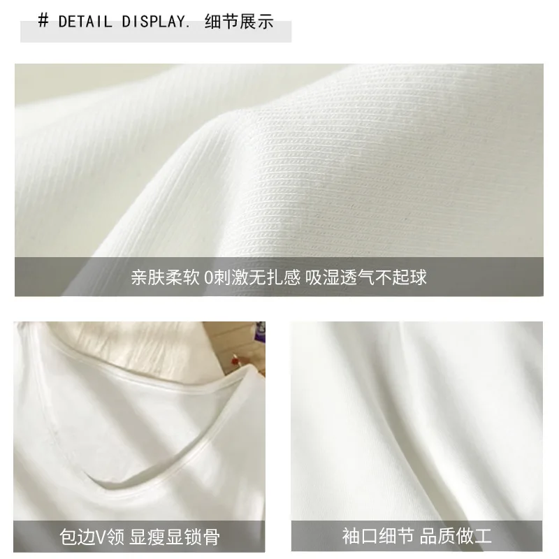 تي شيرت 2025 جديد فضفاض برقبة على شكل حرف v وأكمام قصيرة تي شيرت للنساء صيفي مقاس كبير تي شيرت