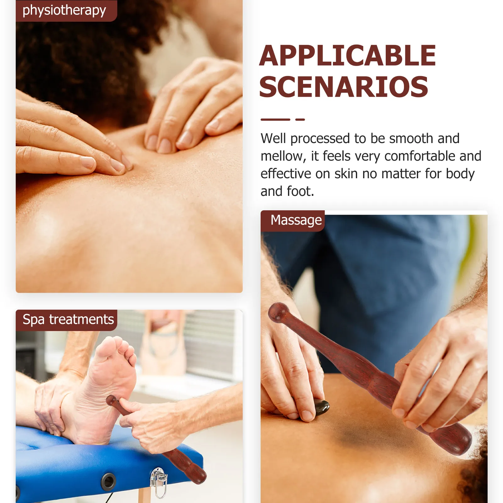 

3pcs Foot Massager Stick Hand Held Tool Deep Tissue Point Trigger Natural Wood Smooth Mellow Comfortable Effective Acupressure