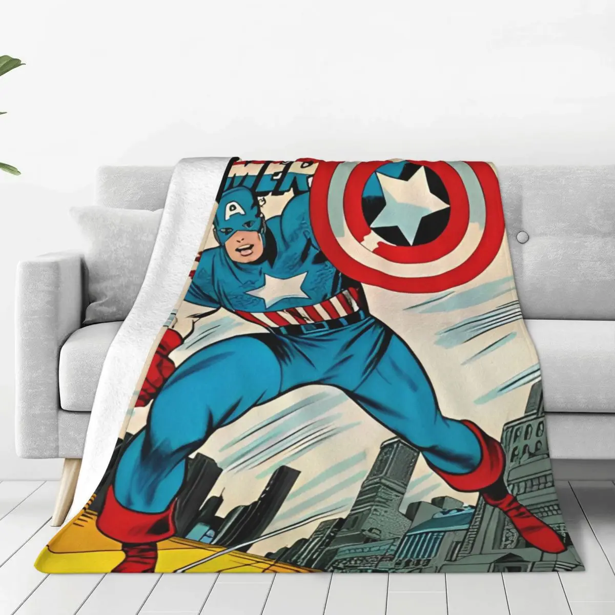 Marvel Captain America Blanket Decorative Flannel Throw Blanket For Living Room Soft Custom DIY Quality Bedspread Birthday Gift