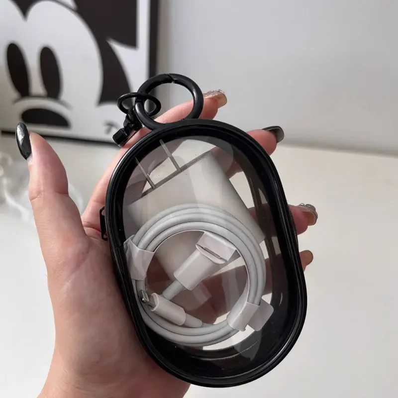 Portable Mini Clear Zipper Storage Bag Keychain Cartoon Doll Children Toy Mystery Box Organizer For Earphones Chargers Gift Bag