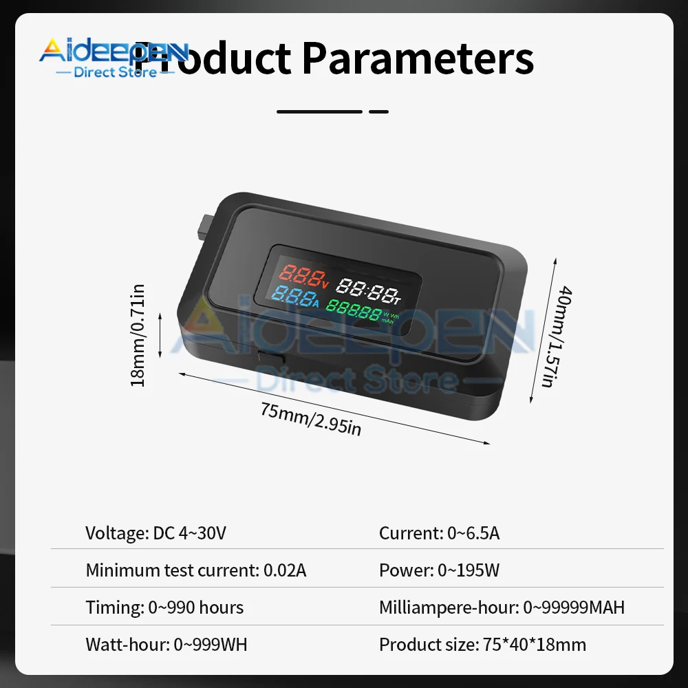 Voltage Ammeter Tester DC 4-30V 0-6.5A Digital Voltmeter Amperimetro Voltage Current Meter Ammeter Detector Power Bank Charger